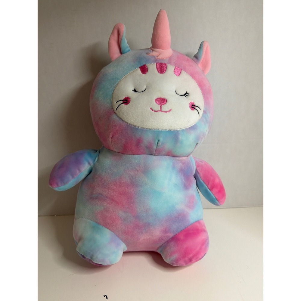 Greenbrier International Pink Blue Tie Dye Caticorn Unicorn Cat Plush 12 Inch